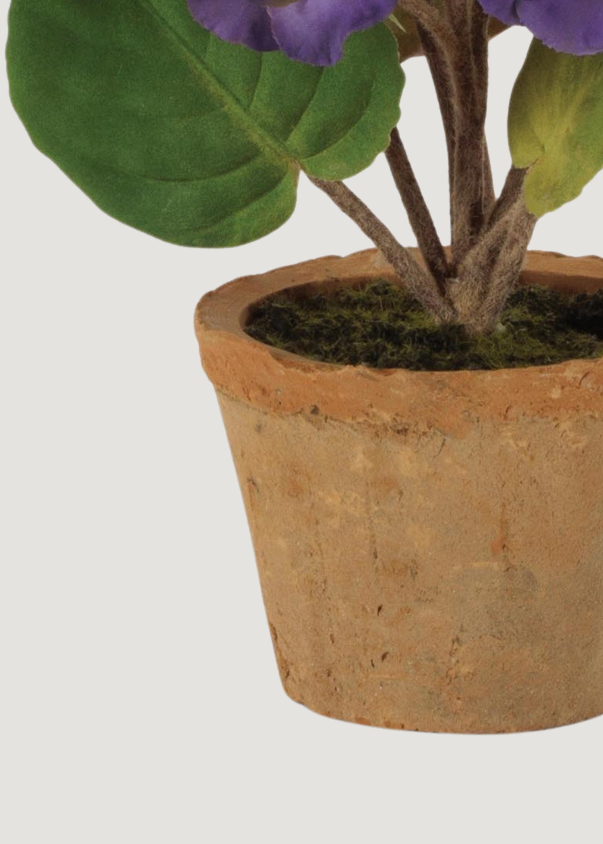 plant pots for african violets Purple Fake Potted African Violet Plant in Terra Cotta Pot
