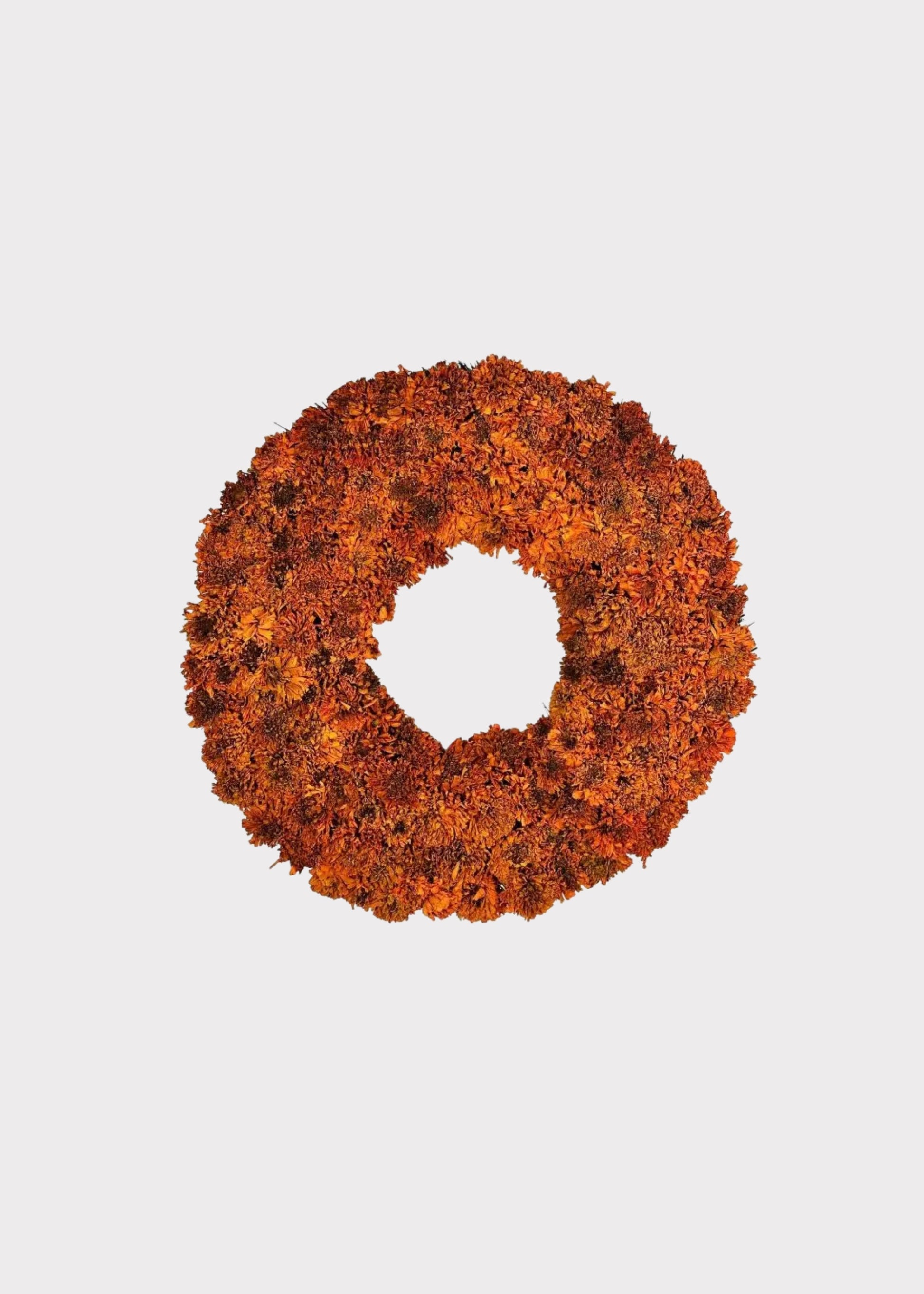 Autumn Orange Dried Marigold Flower Wreath