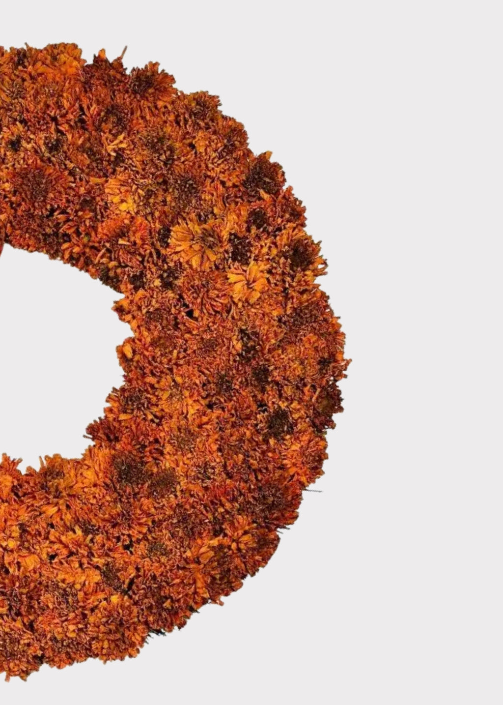 Dried Marigold Flower Wreath in Autumn Orange 