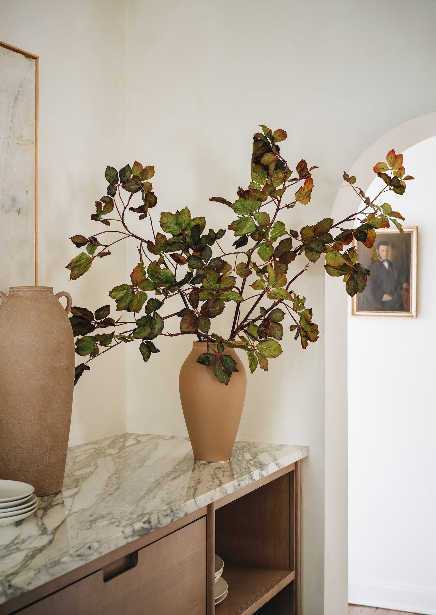 Afloral Burgundy Faux Leaf Branches in Medium Vase