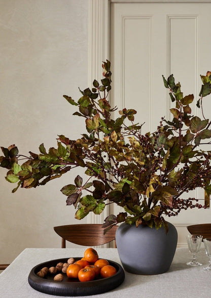 Large Slate Clay Vase Styled with Faux Chestnut Branches