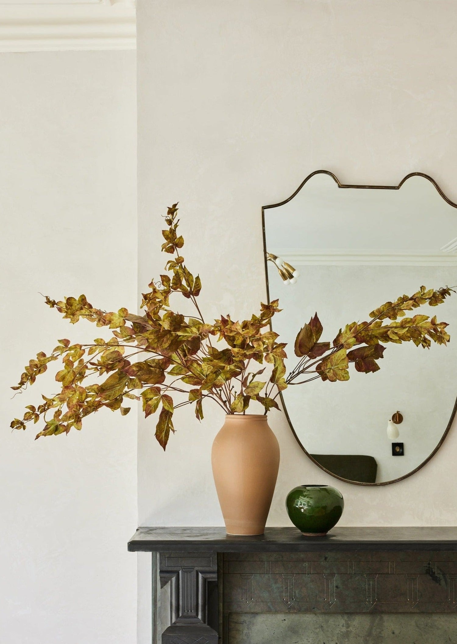 Medium Terracotta Vase with Faux Fall Ivy Branches
