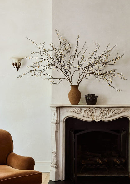 Faux Quince Blossom Branch in Cream - 54&quot;