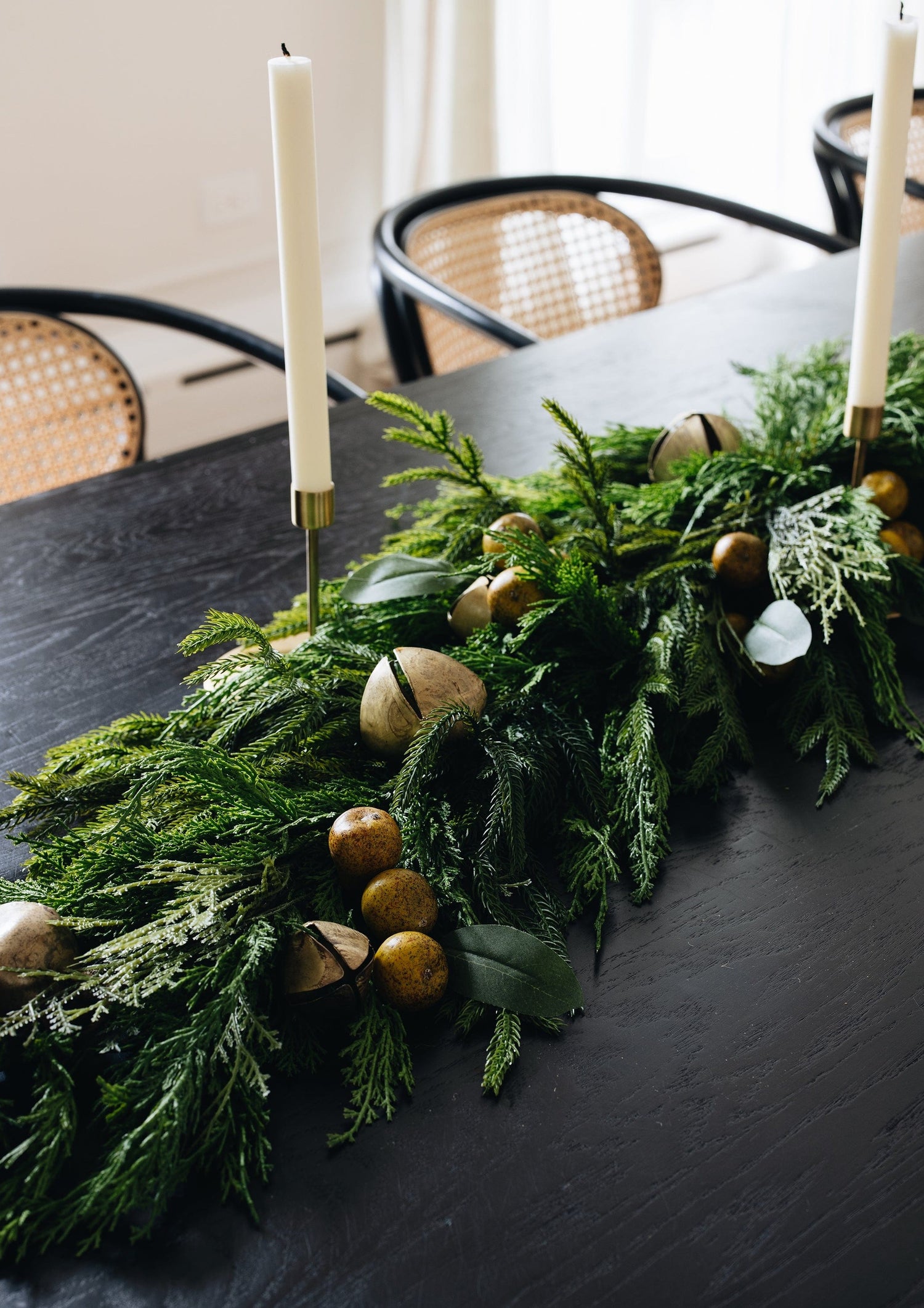Artificial Norfolk Pine Table Centerpiece Styled with Pears at Afloral