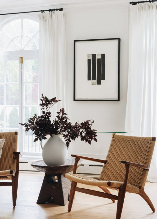 Afloral Plum Faux Cimicifuga Leaves Styled in Clay Jug Vase