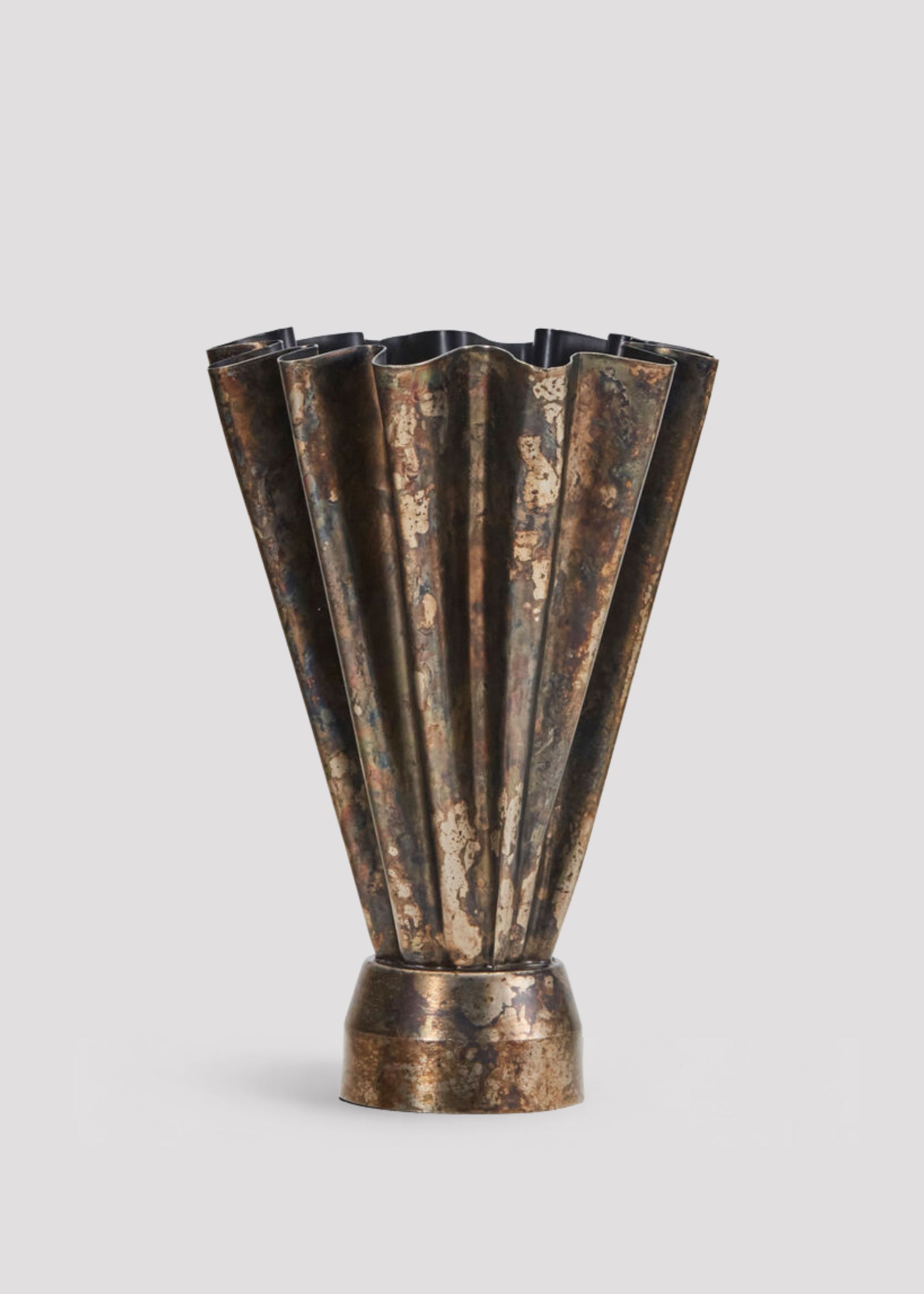 Handmade Iron Metal Vase in Antique Brown