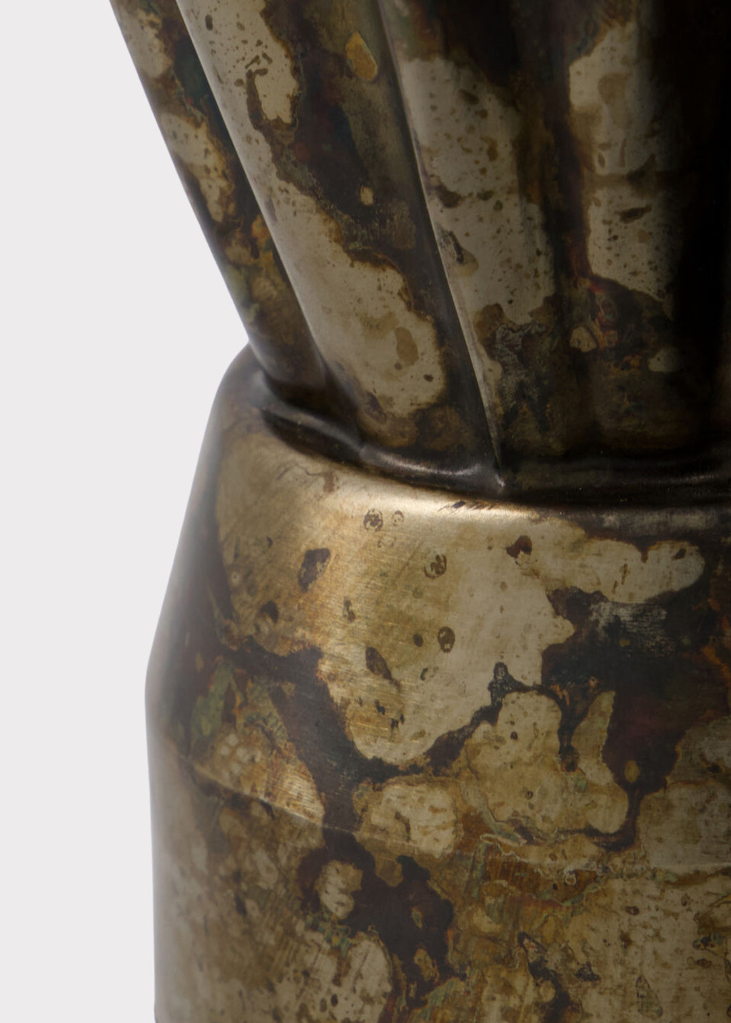 Close-up of the Handmade Iron Metal Vase in Antique Brown