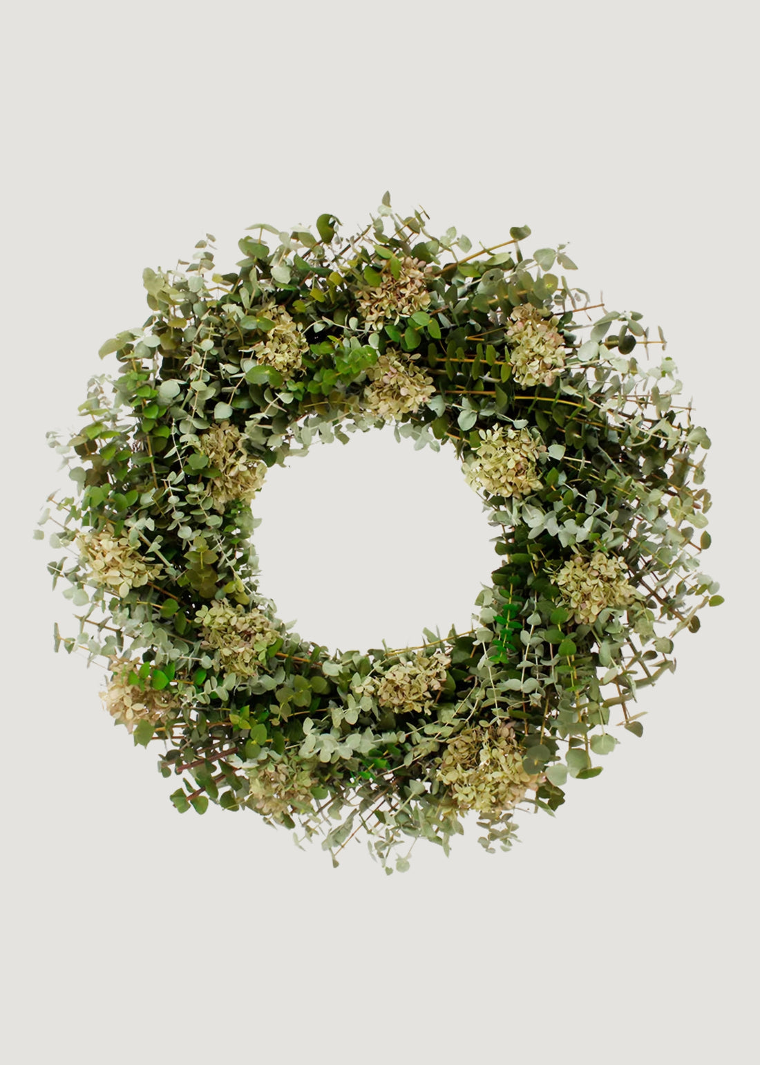 Mixed Green Preserved Eucalyptus and Hydrangea Wreath