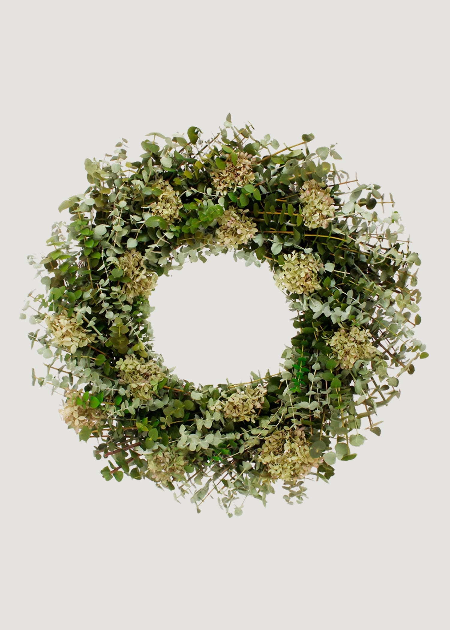 Mixed Green Preserved Eucalyptus and Hydrangea Wreath