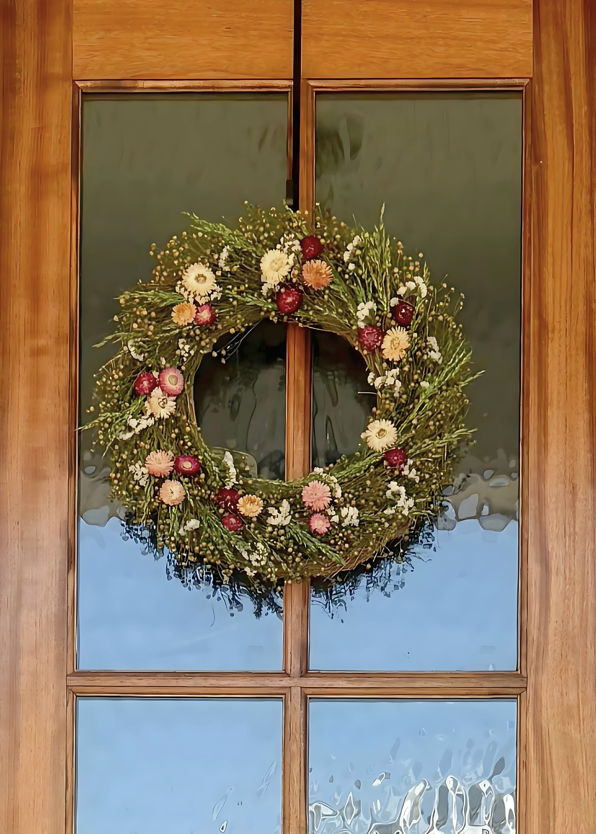 Close-up of Preserved Strawflower Wreath