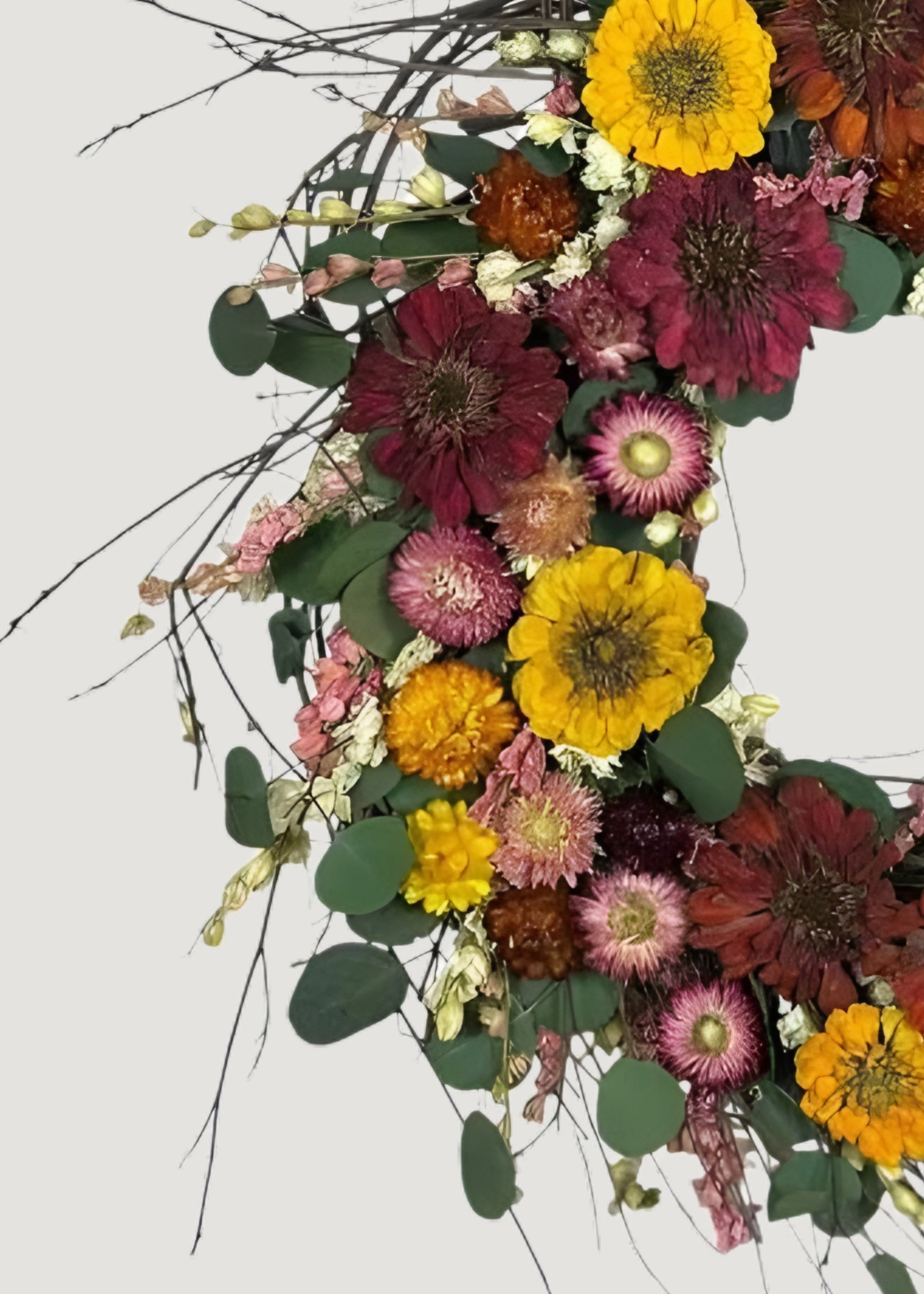 Preserved Zinnia Flower Wreath