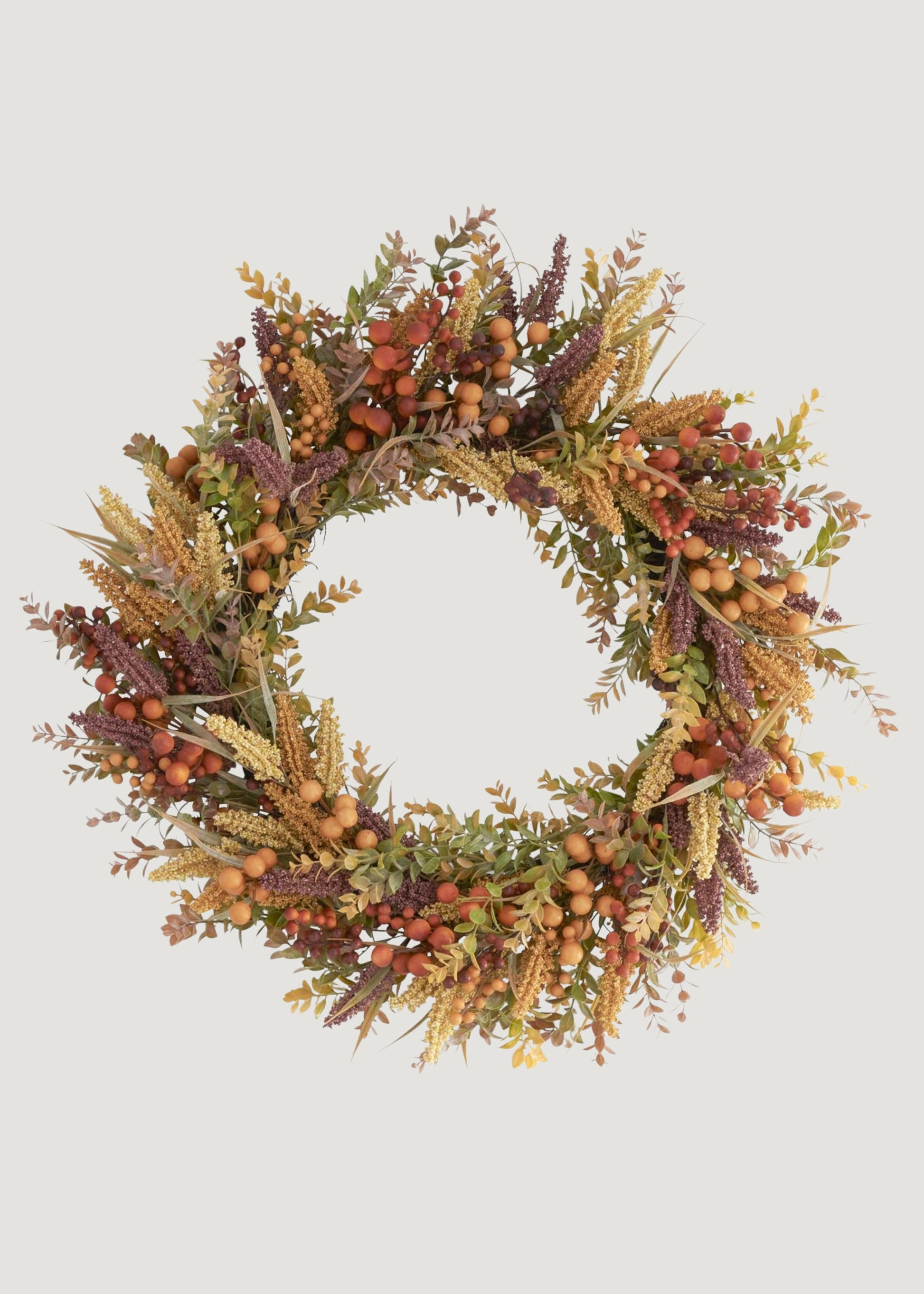 Mixed Fake Fall Foliage and Berry Wreath