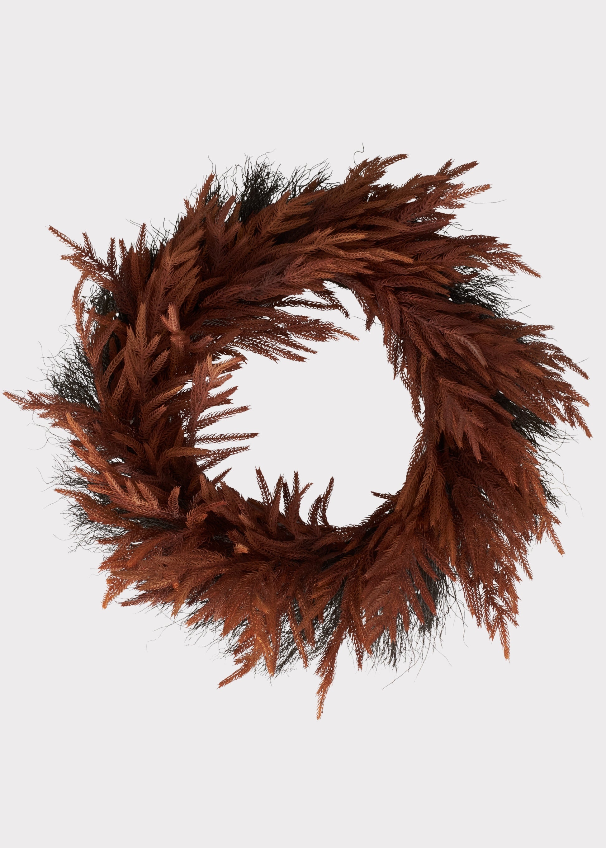 Autumn Rust Brown Real Touch Fake Norfolk Pine Wreath