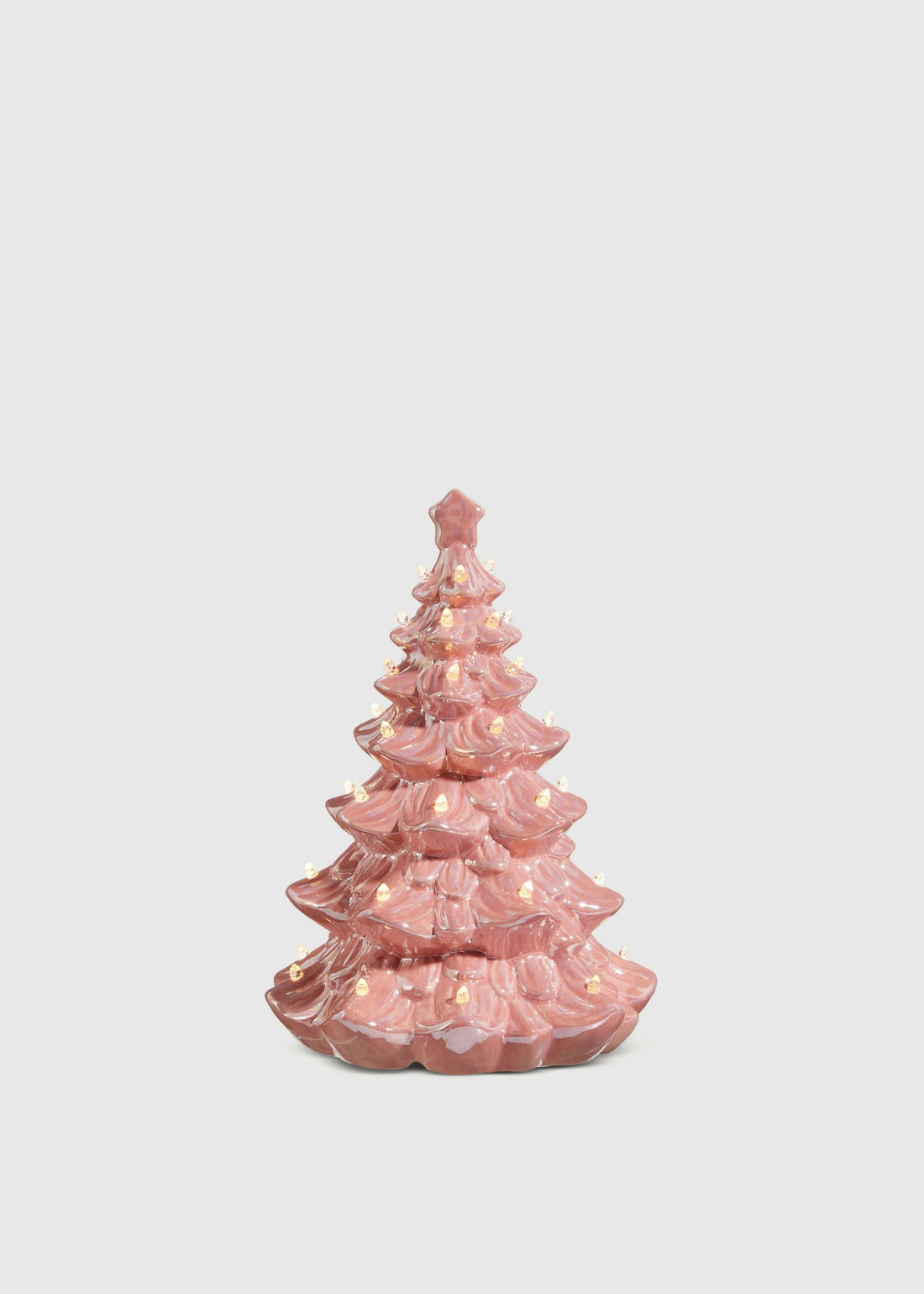 Small Pink Ceramic Tabletop Christmas Tree with Lights