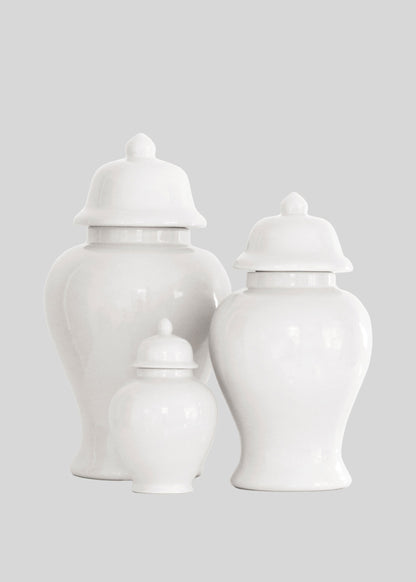 Set of three white Ginger Jars