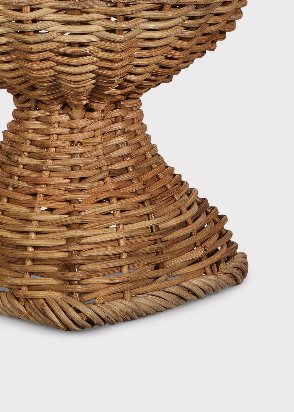 Close-up of Woven Rattan Urn Planter Pot Bottom