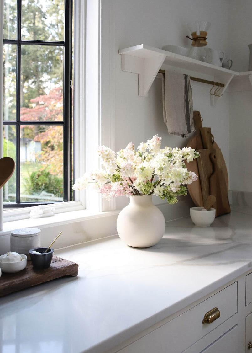 Afloral Lilacs and White Vase