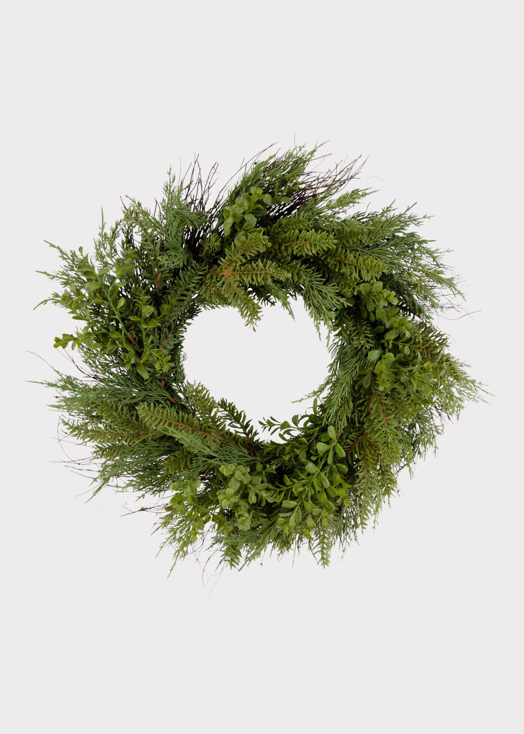 Real Touch Boxwood and Pine Fake Winter Greenery Wreath
