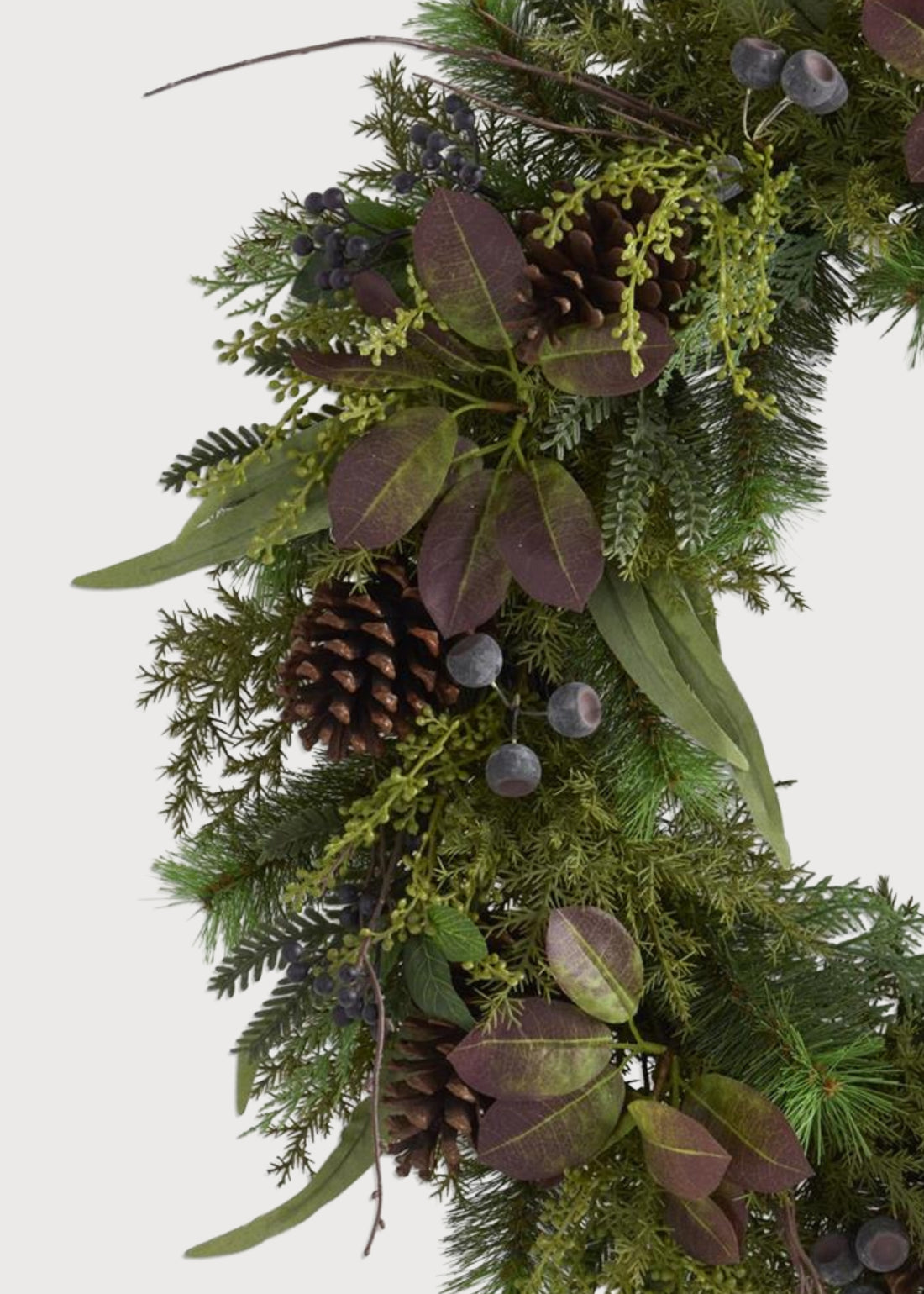 Close-up of Mulberry Leaf and Pine Wreath