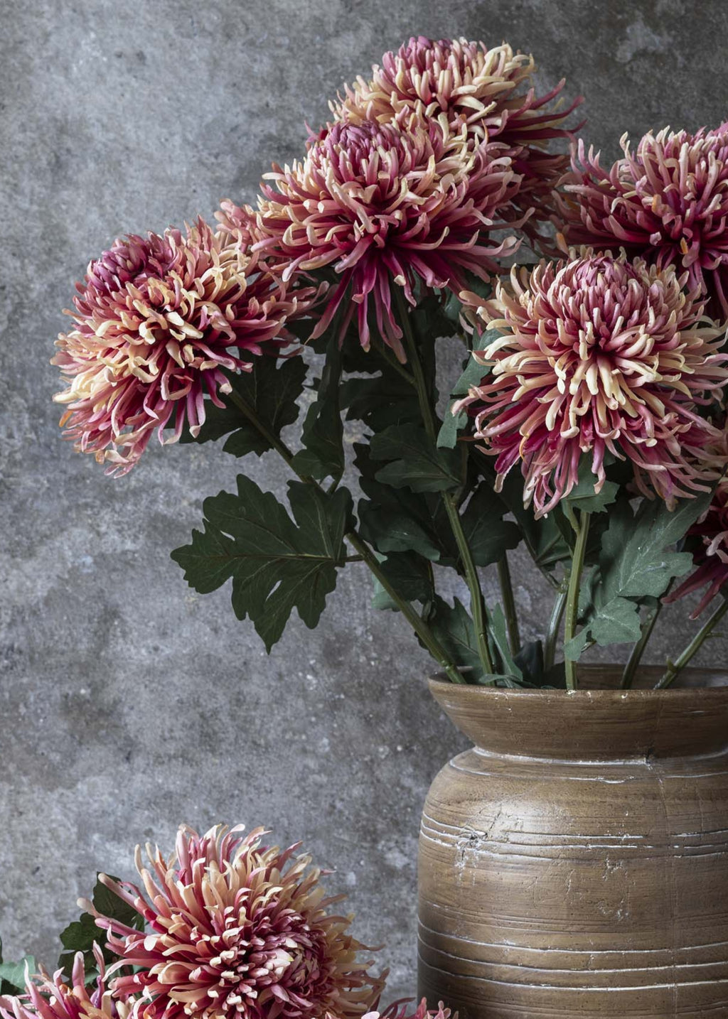 Arrangement of fake Chrysanthemums