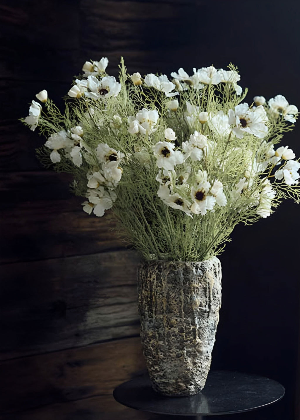 bouquet of artificial cosmos flowers in cream white