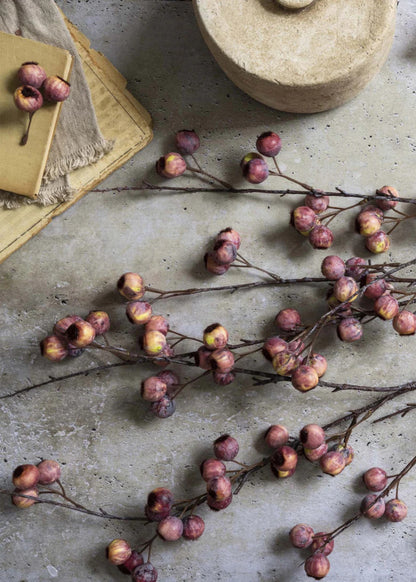 luxe-faux pink Hawthorn berry branches