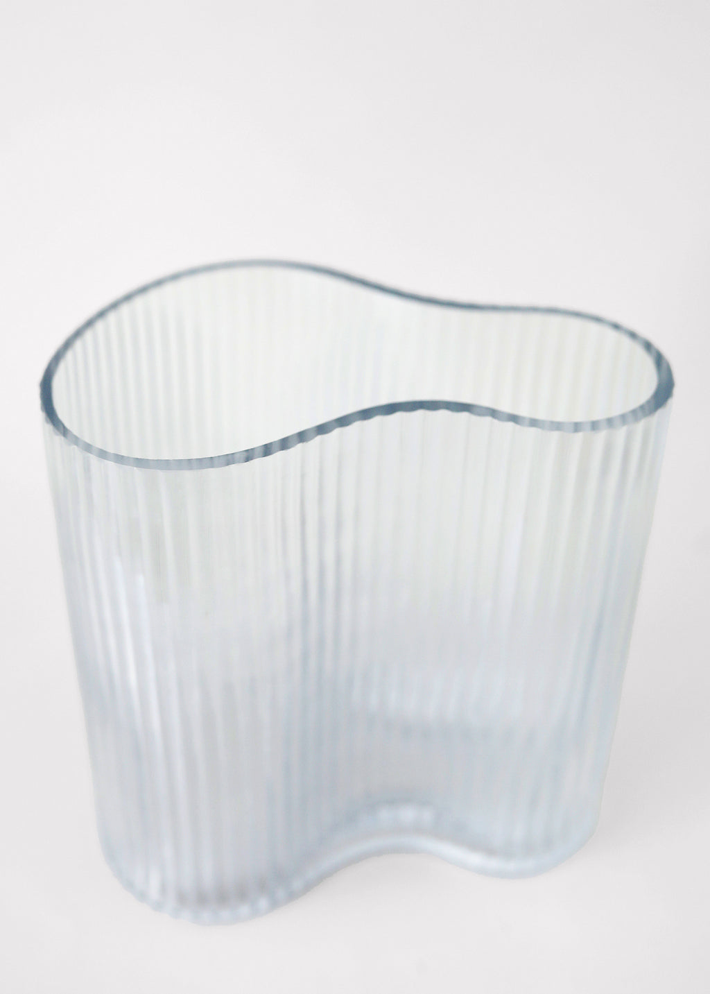 Clear Glass Vase with Ridges