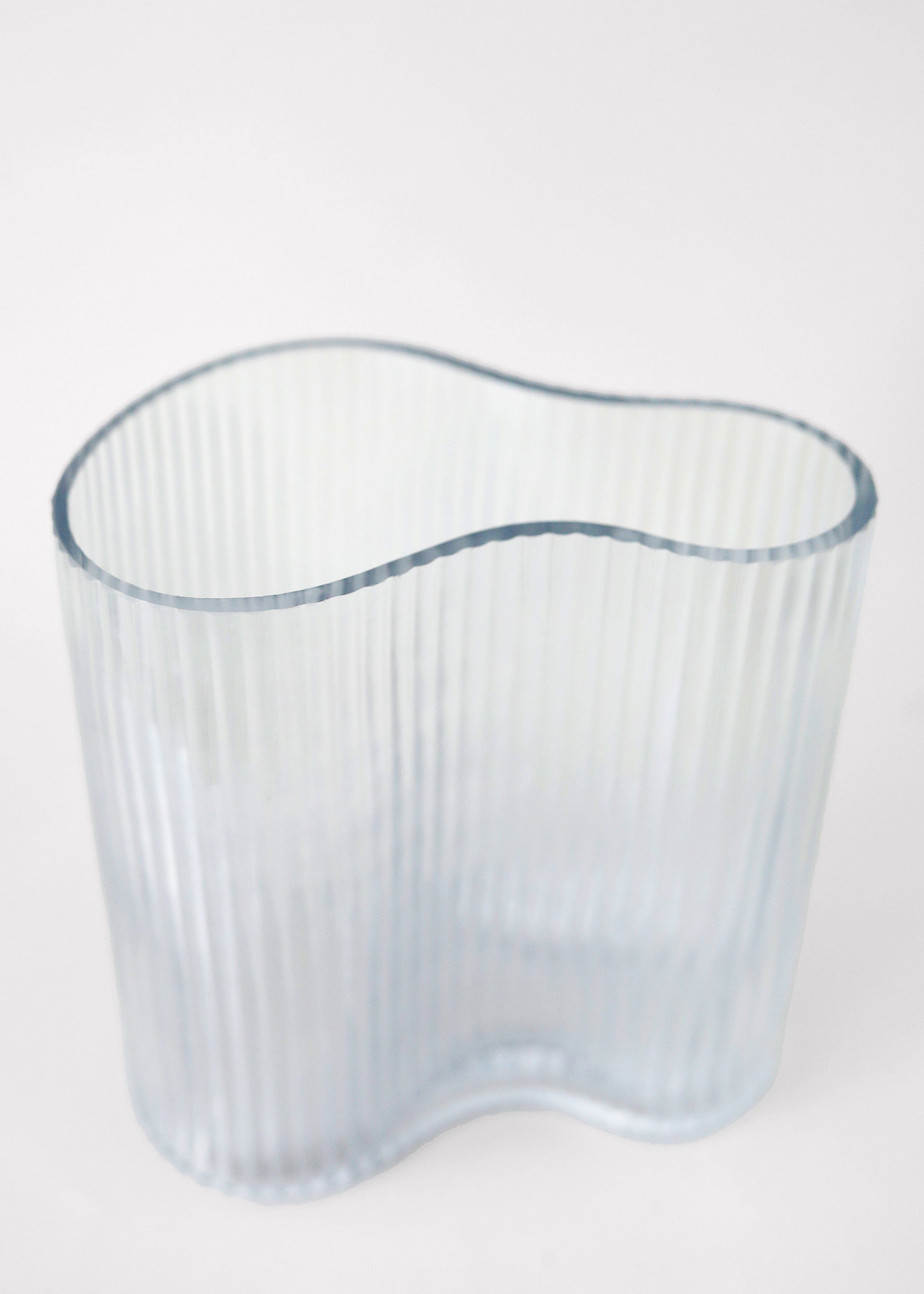 Clear Glass Vase with Ridges