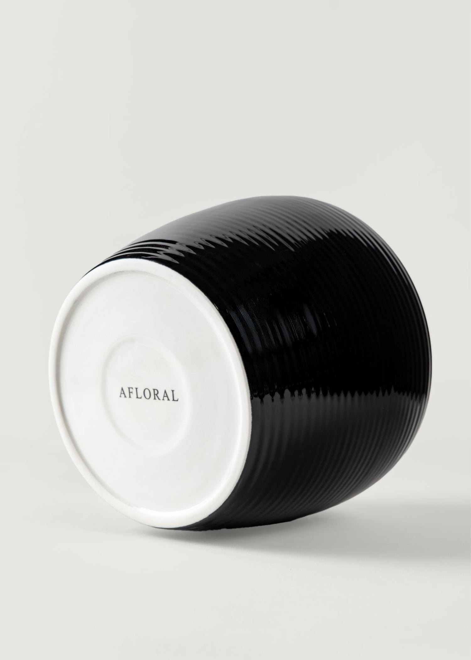 Bottom of the Ribbed Stoneware Vase in Noir Exclusive at Afloral