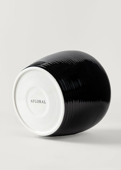 Bottom of the Ribbed Stoneware Vase in Noir Exclusive at Afloral