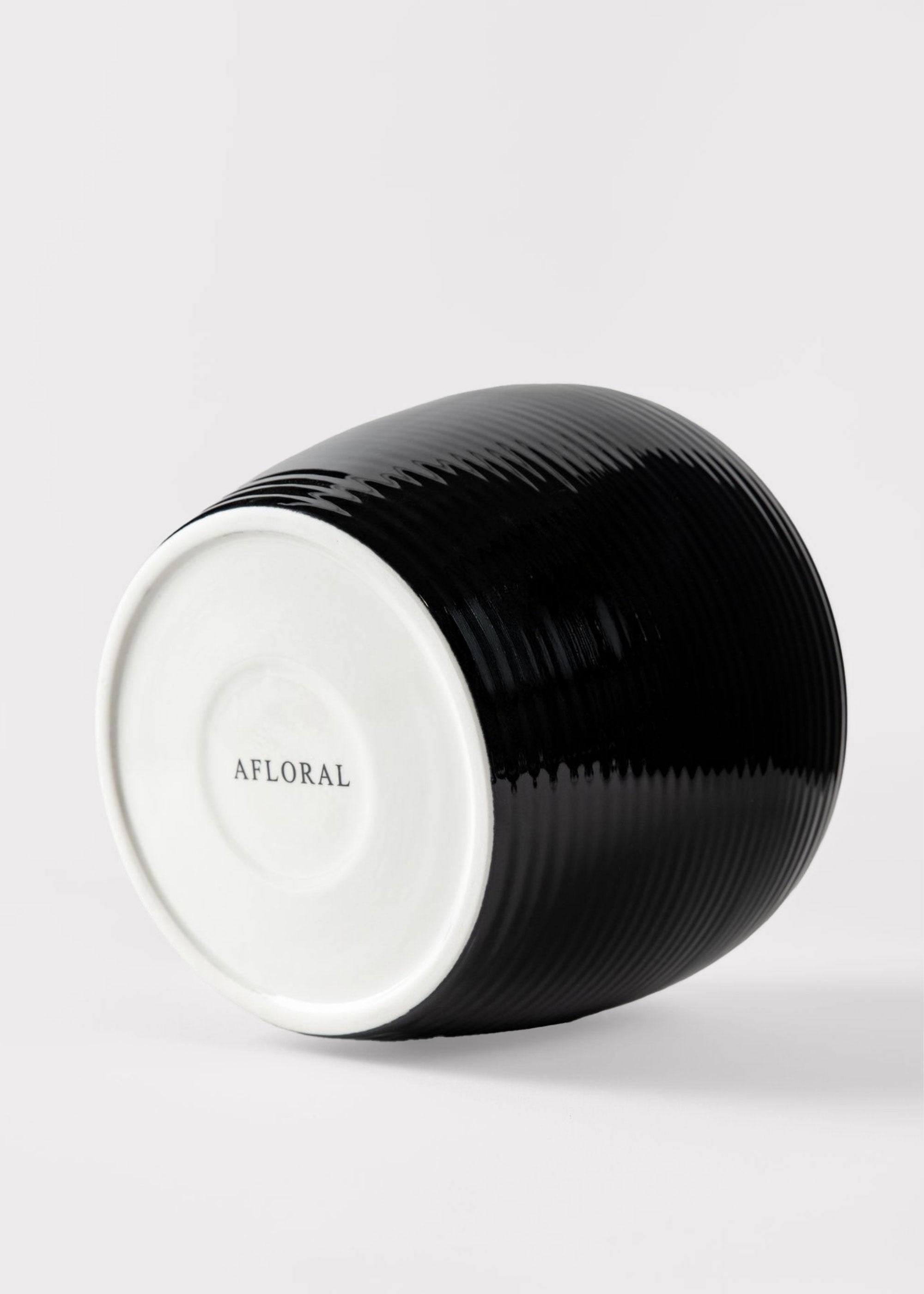 Glazed Ribbed Stoneware Table Vase in Noir - 8