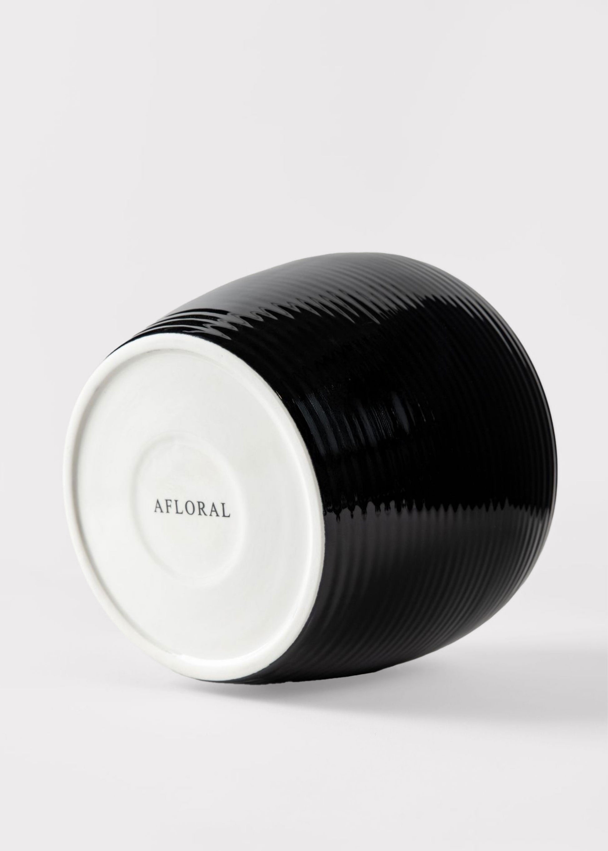 Bottom of the Ribbed Stoneware Vase in Noir Exclusive at Afloral