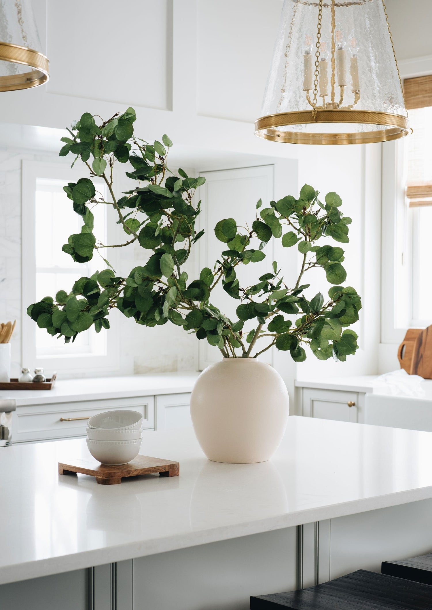 Luxe Artificial Aspen Branch on Kitchen Counter