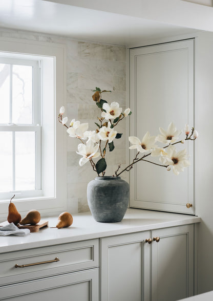 Mixed Magnolia Arrangement in Concrete Vase