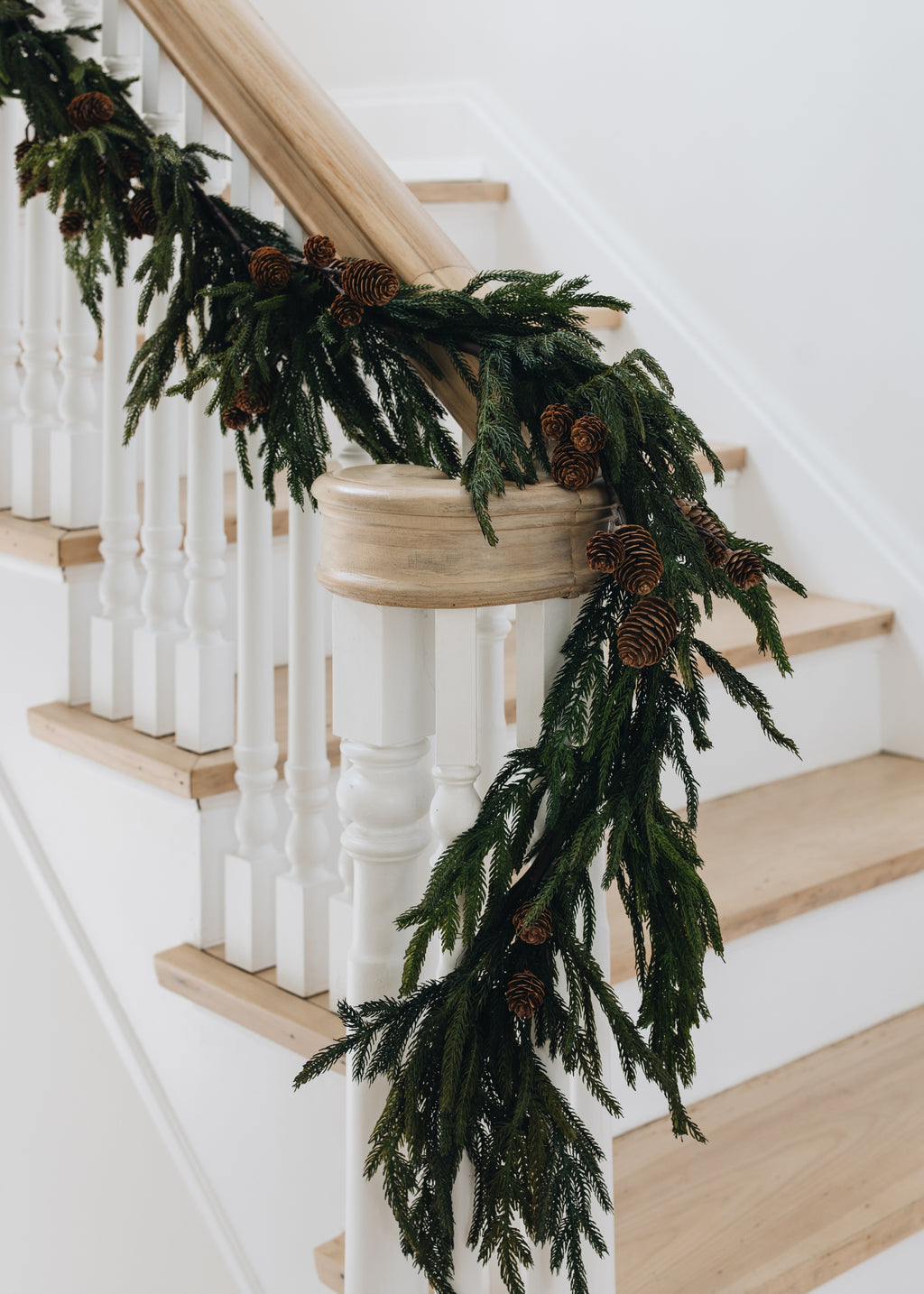 Artificial Pine Cone Wove Into Norfolk Stair Garlands