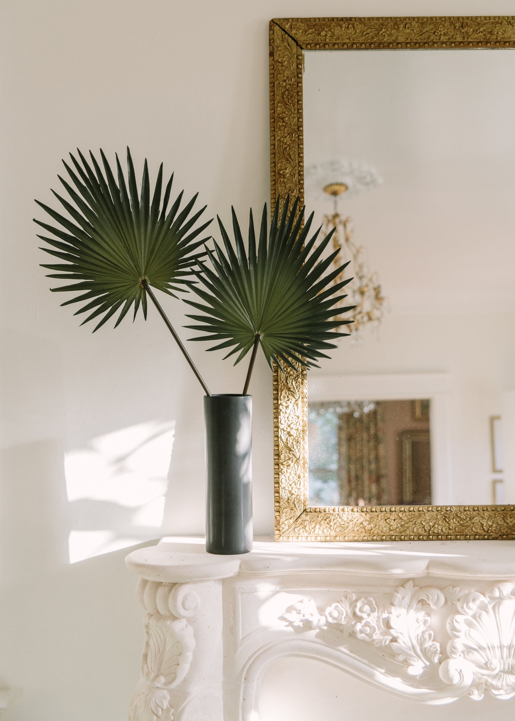 Faux Palm Mantel Decor