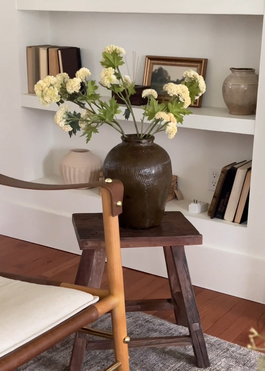 Faux Sedum Branches arranged in Handmade Vase