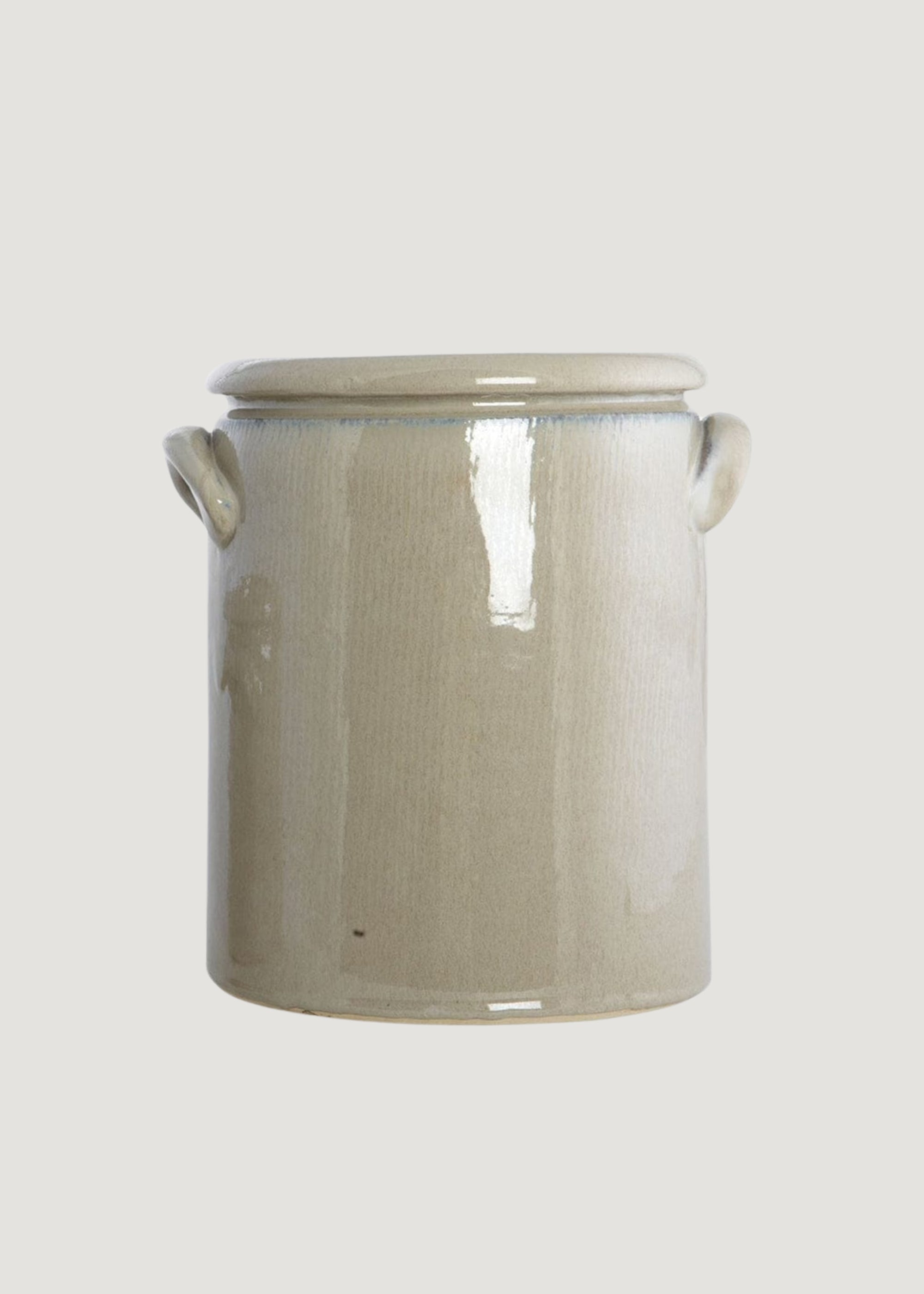 Beige Grey Washed Crock Vase at Afloral
