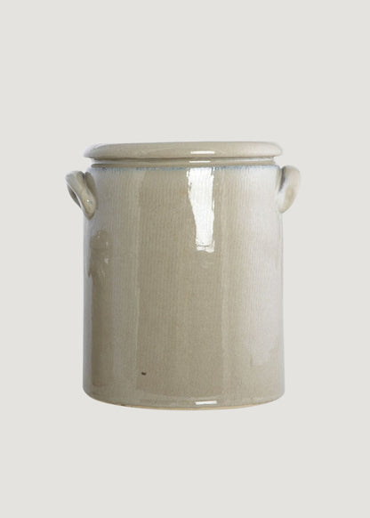 Beige Grey Washed Crock Vase at Afloral