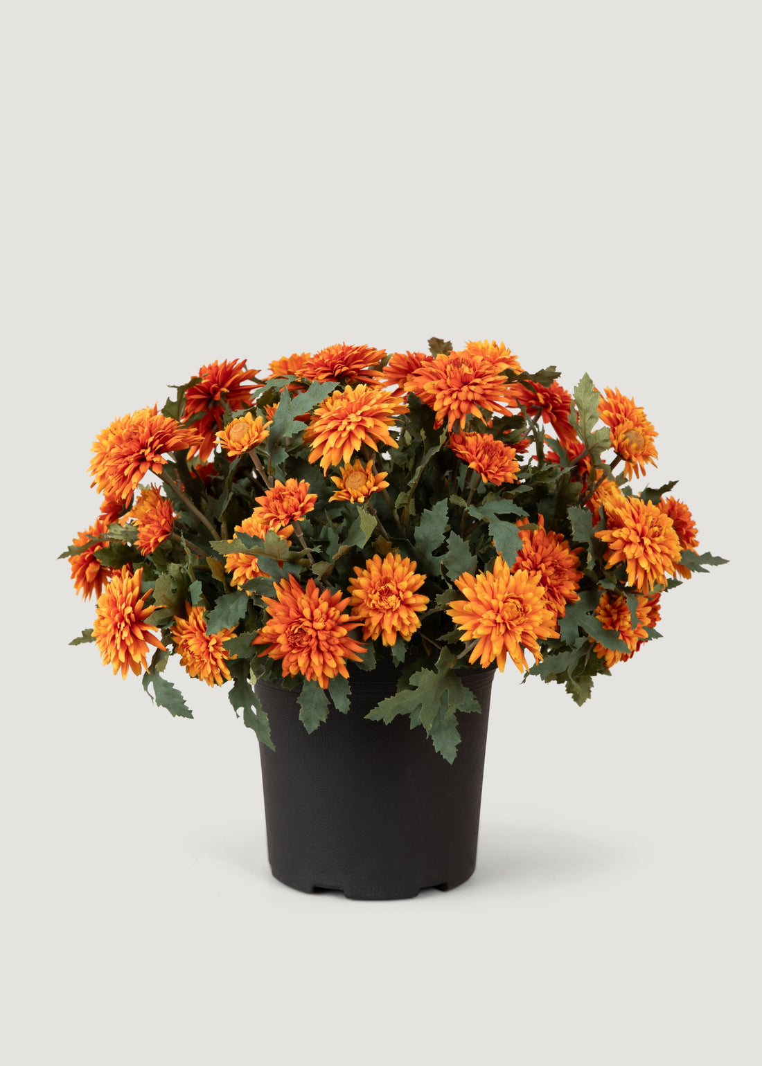 UV Treated Indoor/Outdoor Potted Fake Fall Orange Mum Flowers