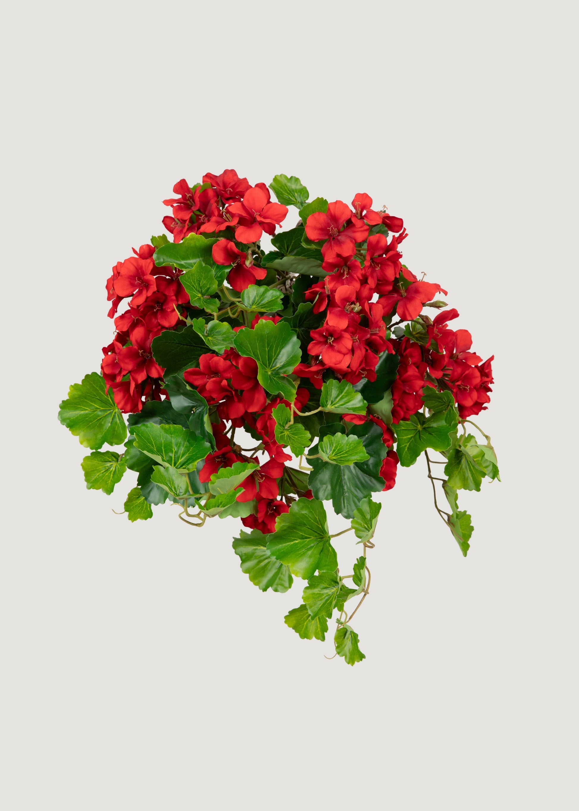 faux hanging outdoor plants UV Protected Red Geranium Bush 24"
