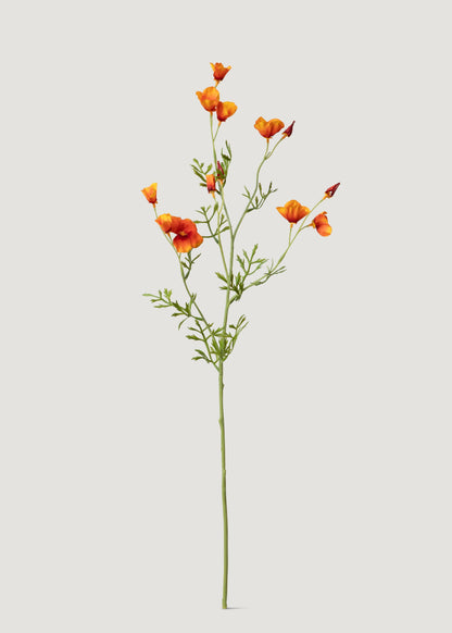 Mini Faux Poppy Flowers in Orange