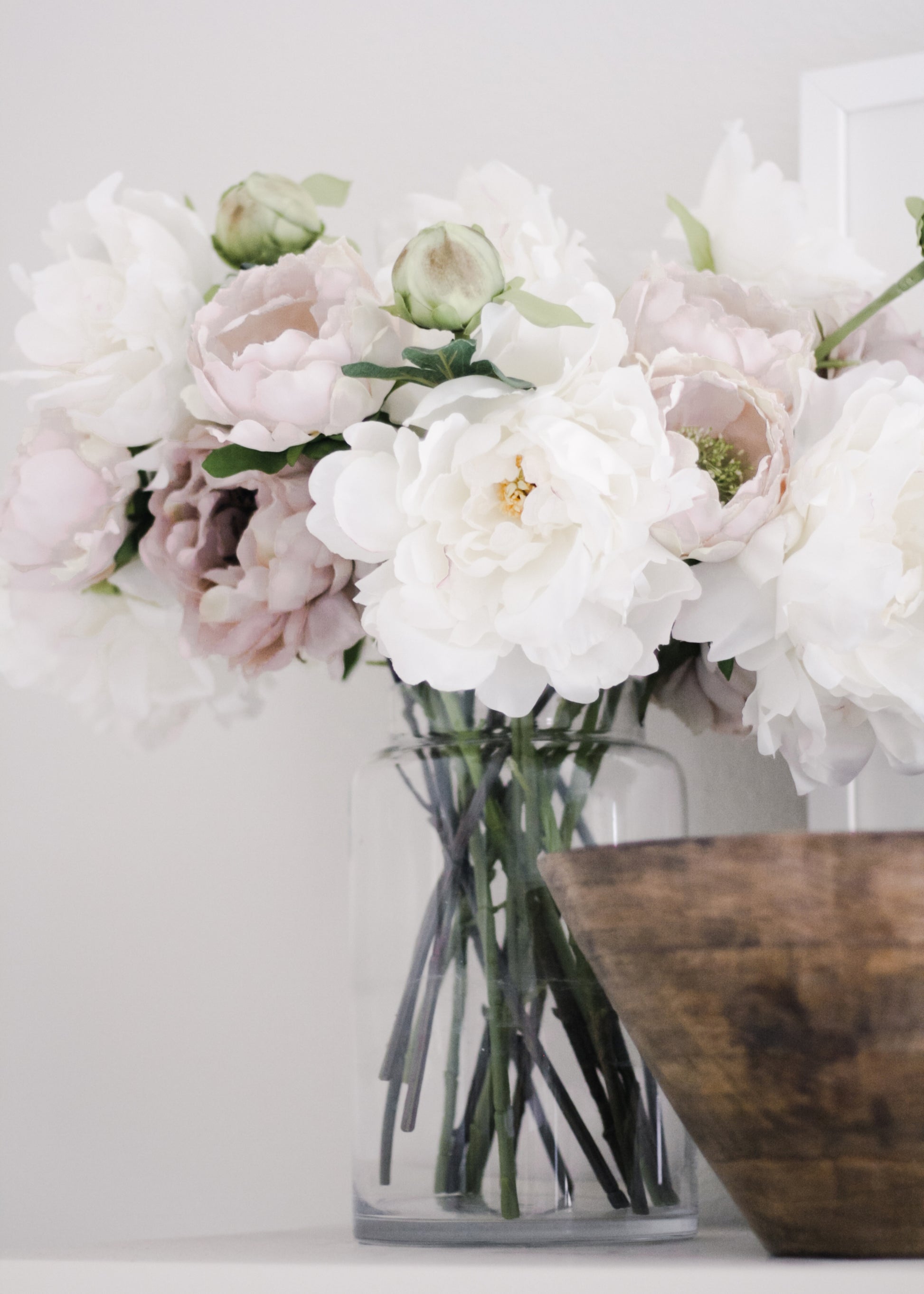 White Peony Faux Flower Arrangement