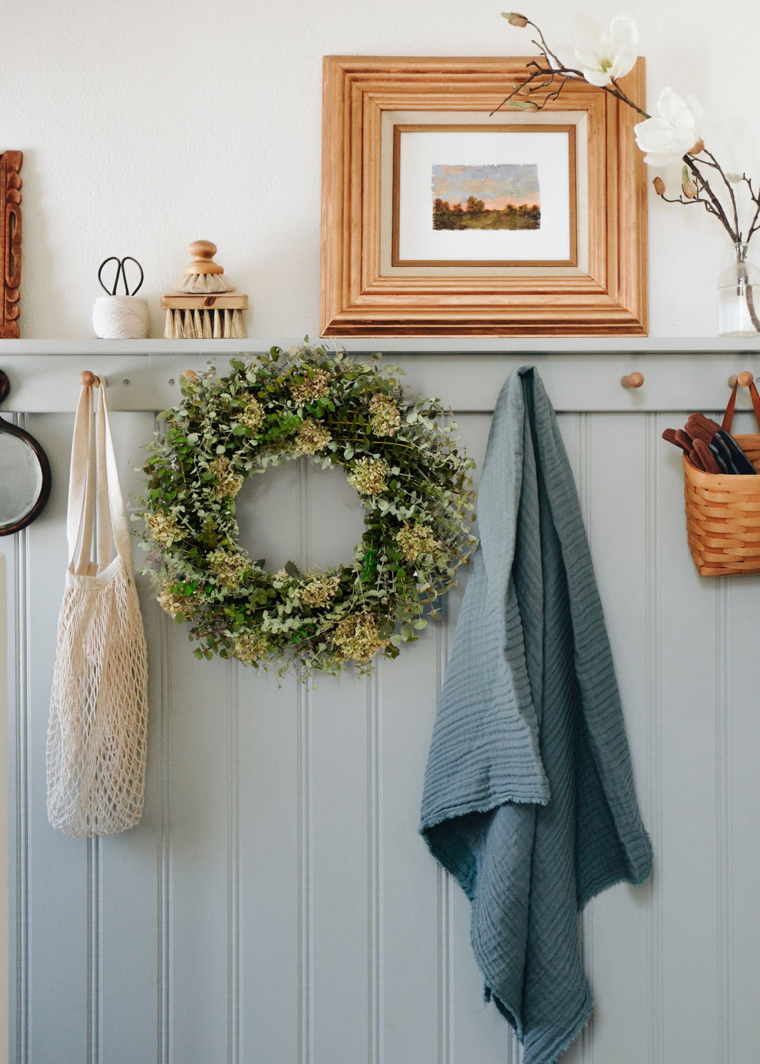 Preserved Eucalyptus and Hydrangea Wreath