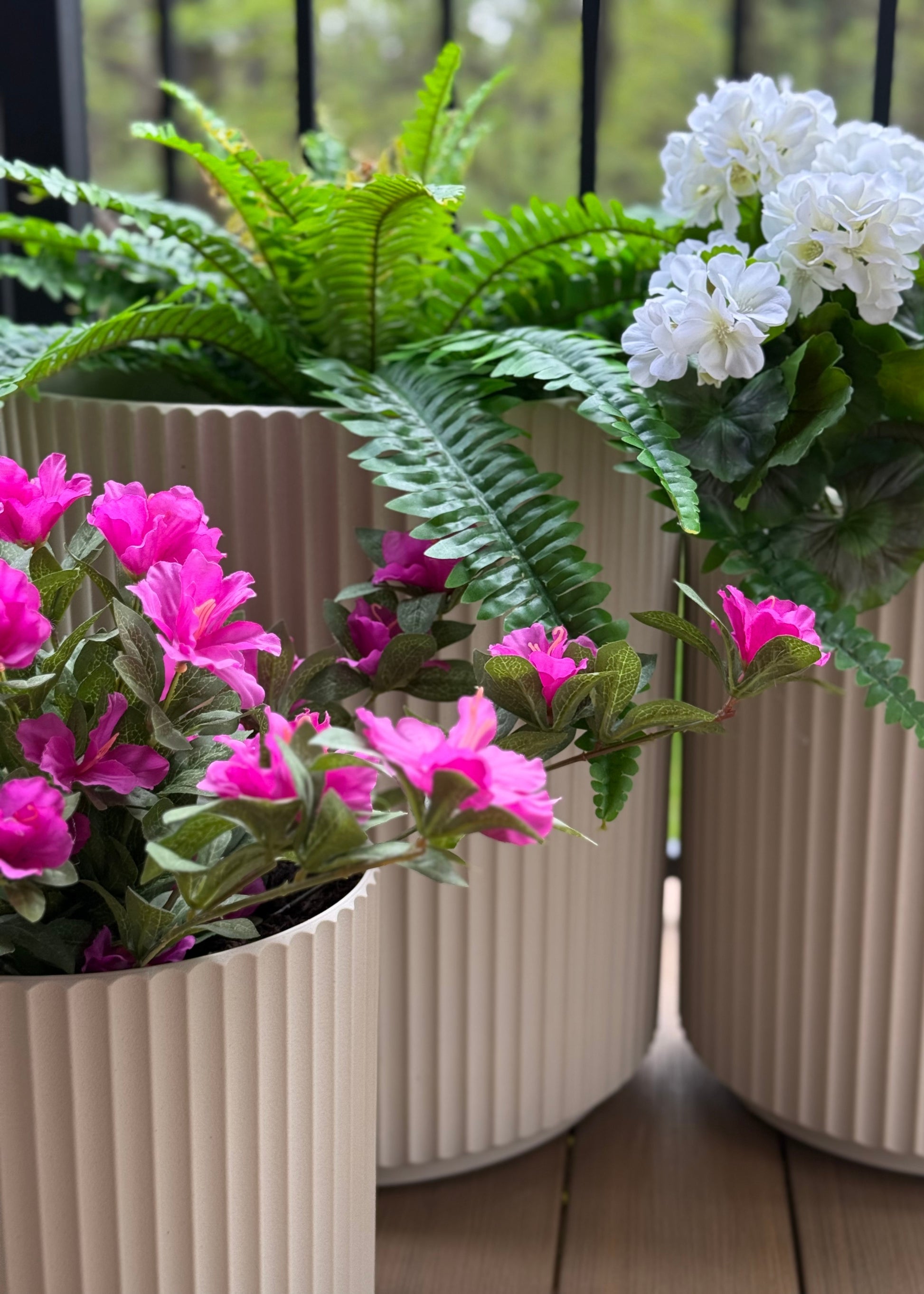 Artificial Outdoor Fern, Geranium, and Azalea Bushes

