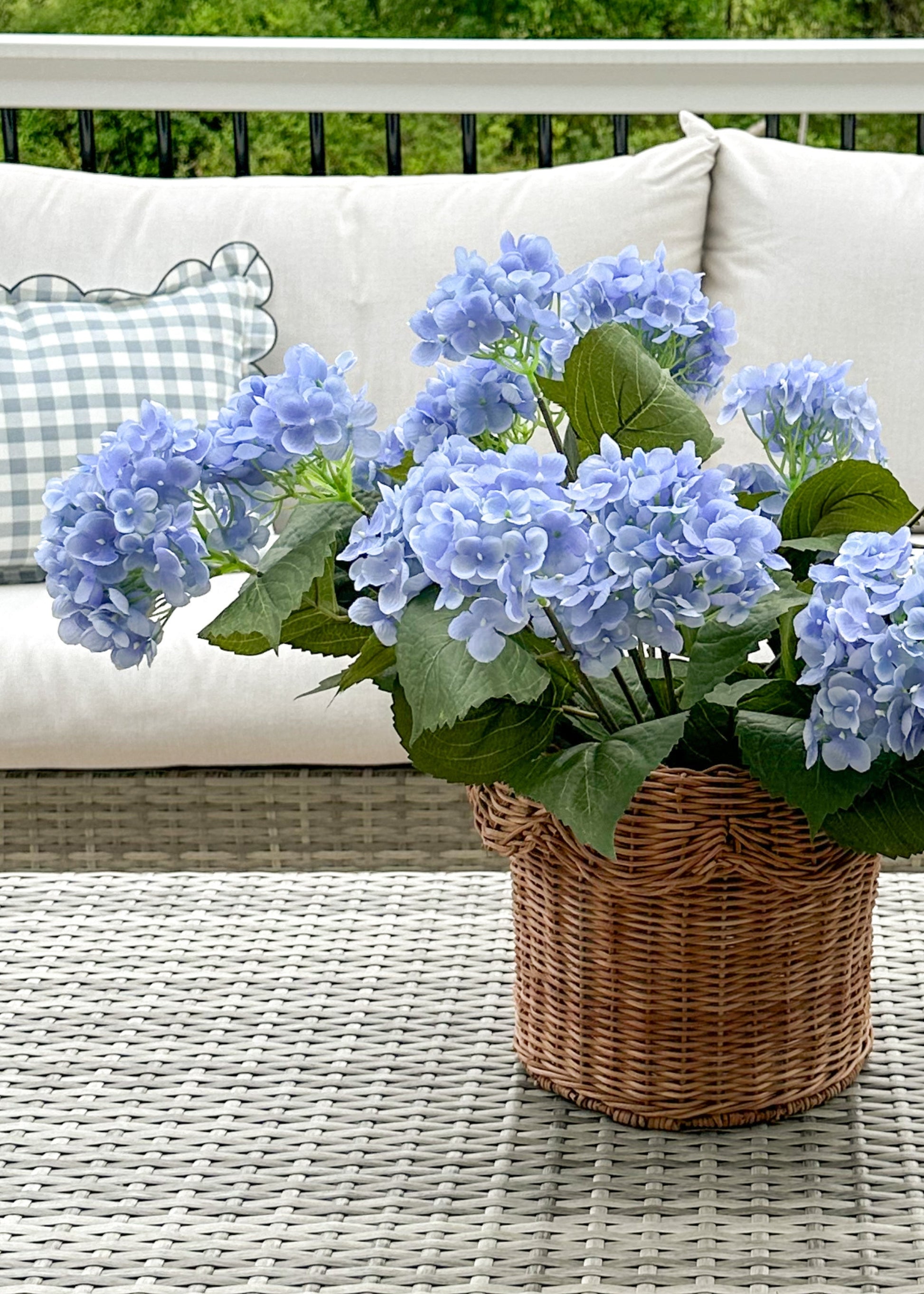 Artificial Blue Hydrangea Bush