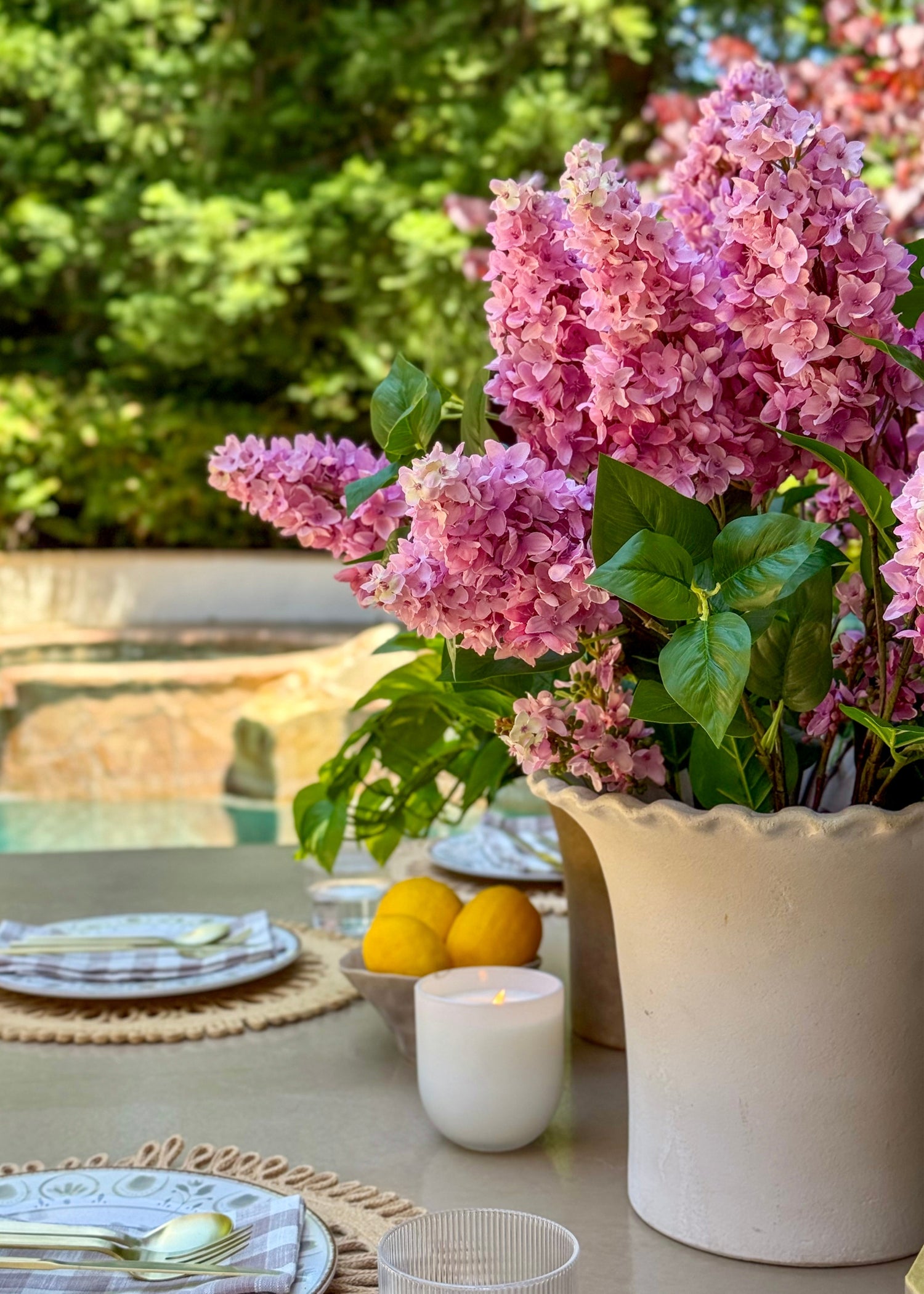 UV Resistant Outdoor Fake Lilac Branch - 40&quot;