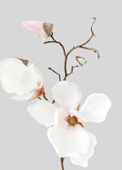 Blush Pink Fake Magnolia Flower Branch