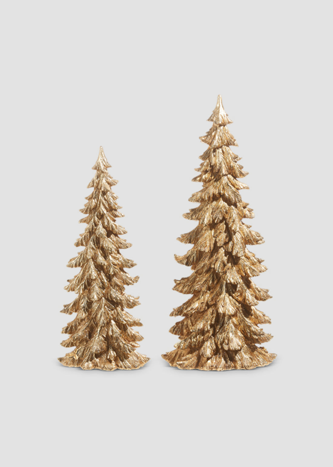 Set of 2 Gold Resin Mini Tabletop Christmas Trees 