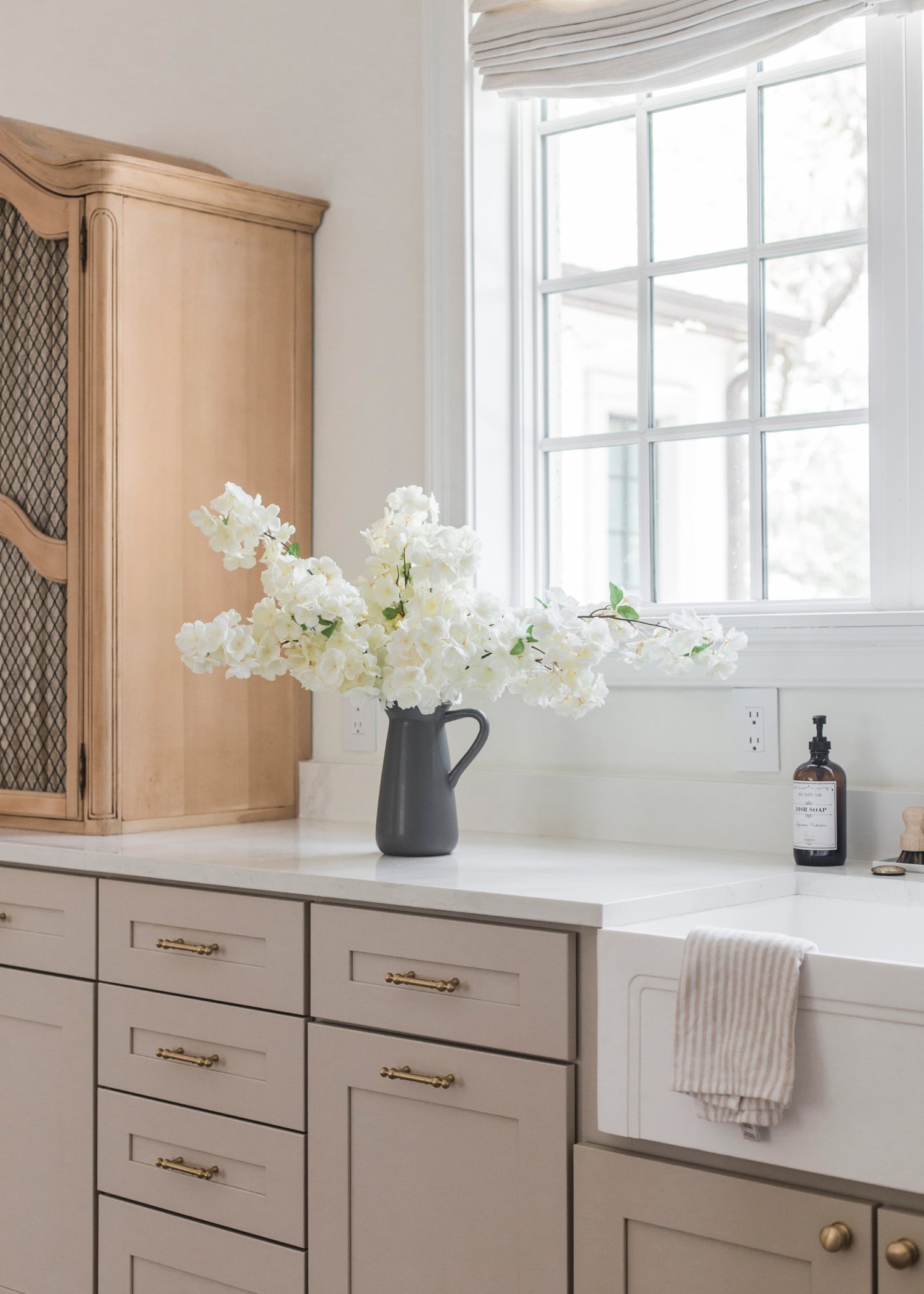 Silk Cherry Blossoms Styled in Kitchen